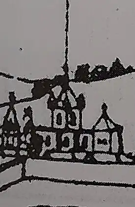 Couvent des Cordeliers de Mont-de-Marsan, extrait du dessin réalisé par Joachim Duviert en 1612