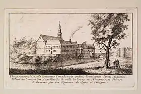 Le couvent au début du XVIIe siècle, eau-forte, archives départementales de la Nièvre.