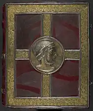 Couverture d'un manuscrit médiéval.