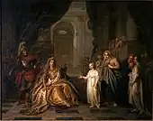 Athalie interrogeant Joas, copié par Clément Belle pour la manufacture des Gobelins, 1747, musée de Niort.