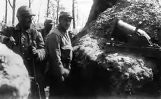 Mortier du XIXe siècle utilisé comme crapouillot, en 1915.