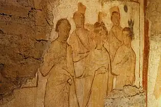 Fresque des martyrs Crispus, Crispinianus et Benedicta.