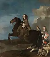 Christine de Suède, par Sébastien Bourdon (1616-1671), également auteur d'un portrait de Charles X Gustave de Suède.