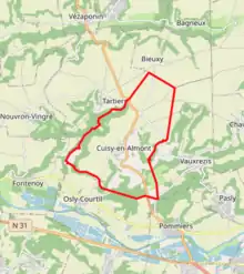 Carte avec les communes environnantes