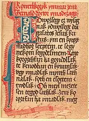 Page du Codex tchèque (hu) utilisant le o barre souscrite.