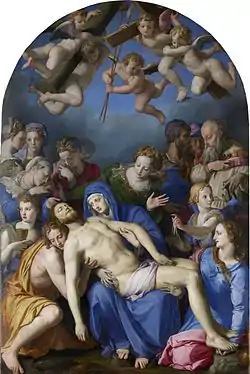 Il Bronzino (1503 – 1572), Déploration sur le Christ mort, 1540-1545, huile sur bois, 268 × 173 cm.