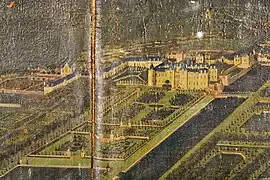 Vue cavalière du château de Mouchy (détail), vers 1680, par Etienne Allegrain, coll. part.