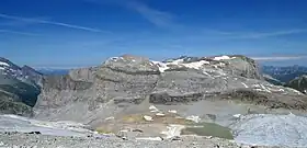 Le dôme de Pramecou en 2023 vu depuis le glacier de la Grande Motte au sud.