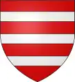 Armes des d'Eschelles (Maine) : de gueules, à trois fasces d'argent.