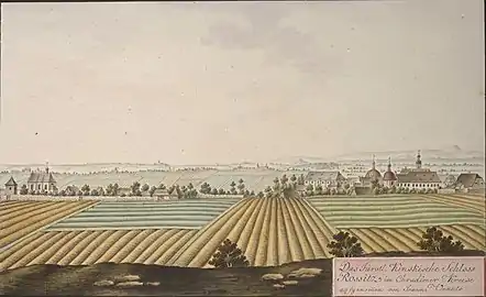 Vue de Rosice au début du XIXe siècle par Joann Venuto.