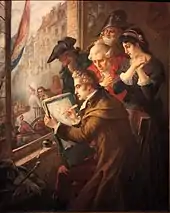 Le Peintre David dessinant Marie-Antoinette conduite au supplice par Jean-Emmanuel Van den Bussche (1900 - Musée de la Révolution française)