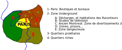 Carte de la ville de Paris fictive présentée dans Debaser