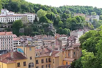 Défilé de la Saône au niveau de l'Homme de la Roche, vu depuis la place Rouville.