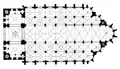 Plan au sol de la cathédrale, on remarque l'absence du transept