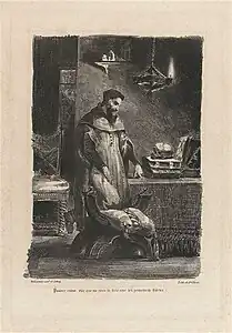 Faust dans son cabinet, lithographie d'après Delacroix.