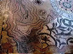 Le Geon ou Gihon ; dans l'angle, une tête souffle le vent.