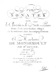 frontispice de la partition de l'opus 5