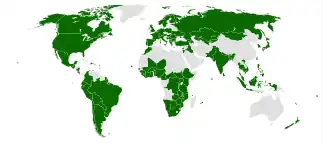 États ayant une ou plusieurs organisations connectées au réseau ECPAT en 2008