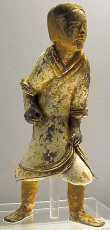 Un homme. Figurine en terre cuite peinte. Han de l'Est. Musée de Shanghai