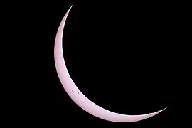 Phase partielle avec taches solaires de l'éclipse vue depuis Shoshoni, dans le Wyoming.