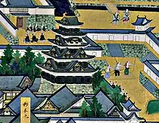 Tour principale du château d'Edo, haute d'une soixantaine de mètres, détruite en 1657.