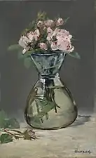 Roses mousseuses dans un vase, 1882, huile sur toile.