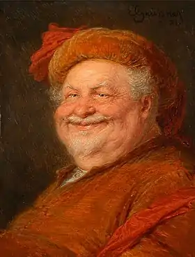 Sir John Falstaff peint par Eduard von Grützner (huile sur toile, 1921)