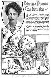 montage d'une photographie en noir et blanc du visage d'une femme, Edvina Dumm avec en dessous un dessin de celle-ci