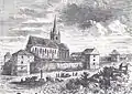 Gravure de 1860, avec l'église fortifiée de Târgu Mureș.