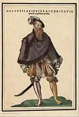 Dessin d'un costume suisse.