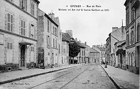 Rue de Paris, maison où fut tué le Baron Saillart en 1870