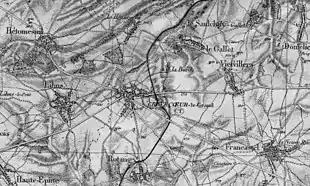 En région de plaine (environs de Crèvecœur-le-Grand (Oise) - feuille de Montdidier (Somme) - 1/80 000 - révision de 1885).