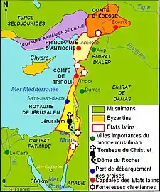 Les États latins d'Orient au XIIe siècle.