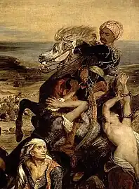 Eugène Delacroix Scène des massacres de Scio détail du cavalier, musée du Louvre.