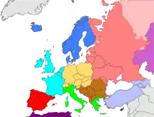 Carte des régions d'Europe.