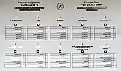 Bulletin de vote pour les élections européennes de 2019 au Luxembourg
