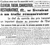 Titres d'article de journal sur des gens arrêtés pour marché noir
