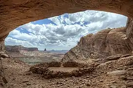 Grotte de False Kiva en 2012. Parc national des Canyonlands dans l'Utah.