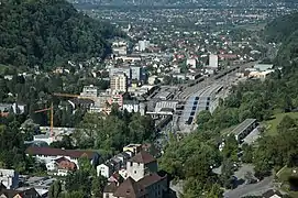 Gare de Feldkirch – frontière entre l'Autriche et le Liechtenstein.