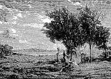 Femmes à la fontaine Saint-Jean (dessin d'après un tableau d'Emmanuel Lansyer de 1867).