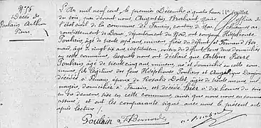 Fenain - Actes de décès 1 décembre 1900- Poulain Arthur