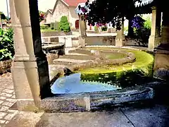Gros plan de la fontaine.