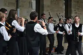 Répétition du bagad Bleidi Kamorh avant son passage