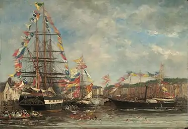 Fête dans le port de Honfleur, 1858Washington, National Gallery of Art.