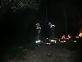 Feu tactique allumé de nuit par le pôle DFCI de l'ONF durant l'incendie de la Colle Noire en 2005.