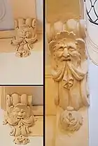 figures grotesques sculptées dans le vestibule