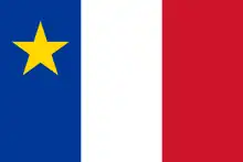 Drapeau de l'Acadie adopté par les Acadiens le 15 août 1884 lors d’une Convention nationale à Miscouche.
