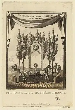 La fontaine du Marché-aux-Chevaux vers 1810.