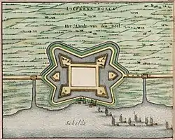 Le fort Liefkenshoek d'après l'Atlas van Loon en 1649.