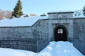 Entrée du fort de Tamié, sous la neige (hiver 2017).